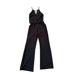 Single Los Angeles Black Jumpsuit Elastic Waist Straight Leg Adjustable - Small